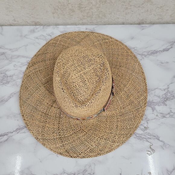 Bruce and Marci Sun Hat Antique Primrose Tapestry Ribbon Band Wide Brim Straw